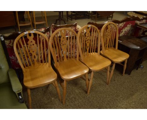 SET OF MODERN LIGHT WOOD WHEEL BACK CHAIRS