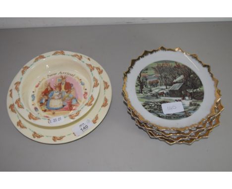 CERAMIC ITEMS INCLUDING BUNNIKINS BOWL AND DISH