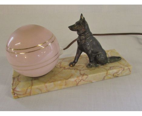 French Art Deco Alsatian dog lamp