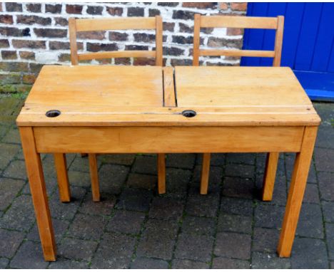 1960's twin school desk with chairs