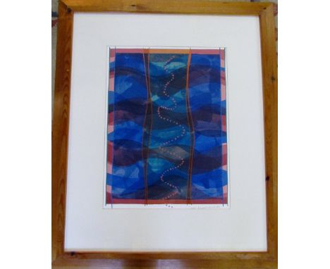 Abstract Anita Ford lithograph print 'Requiscience 42' with pencil signature 59 cm x 71 cm