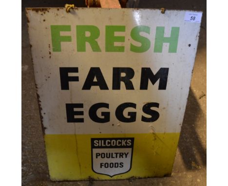 Silcocks Fresh Farm Eggs enamel sign