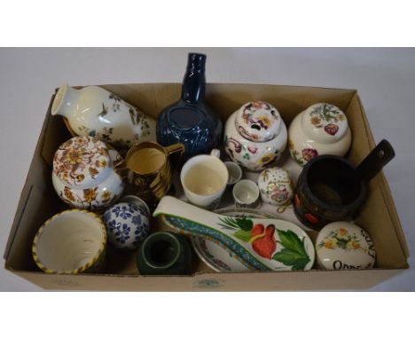 Masons ironstone ginger jars, Wade decanter and other pottery