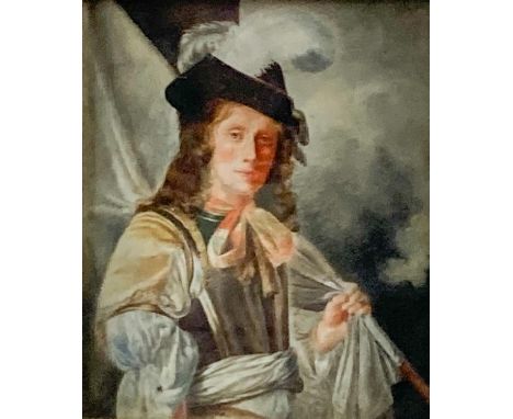 19th Century Irish School  "Portrait of Sir Francis Macnaghten Bart of Bushmills, Co. Antrim," watercolour, inscribed on vers