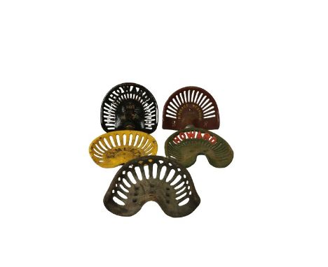 Tractor / Machine Seats - yellow Bamlett, P. Pierce Wexford, green K24 Howard, Howard GP2, and one other. (5) 