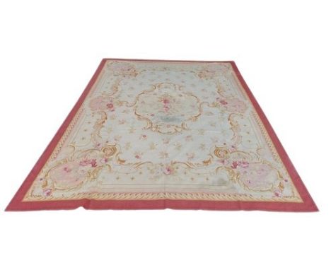 An Aubusson type cream ground floral ground Tapestry Carpet or Wall Hanging, (worn), approx. 297cms x 234cms (117" x 92") as 