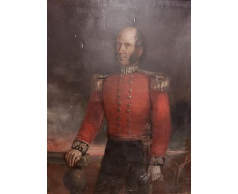 Attributed to Stephen Catterson Smith (1806-1872)  'Portrait of a Military Officer in full dress Uniform,' O.O.C., 143cms x 1