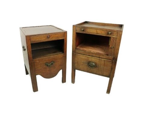 A fine quality Georgian period mahogany Bedside Commode / Locker, the top with recessed centre and shaped edge, over inlaid f