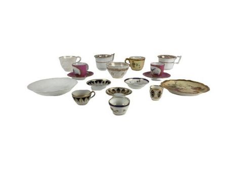 A good Royal Worcester floral Cup and Saucer, three similar miniature Derby Cups and Saucers, a pair of very attractive Frenc