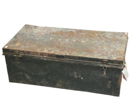 A 19th Century metal Military Trunk, with clasp lock and hinged top, 'G.St. L.' (Gaisford Saint Lawrence, Howth Castle) initi