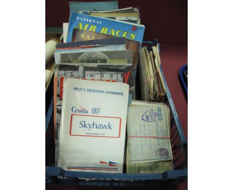 A Tray of WWII Paper Ephemera, including pilots notes for Spitfire 22 and 24 Griffon 61 engine and Merlin XII engine, Prisone