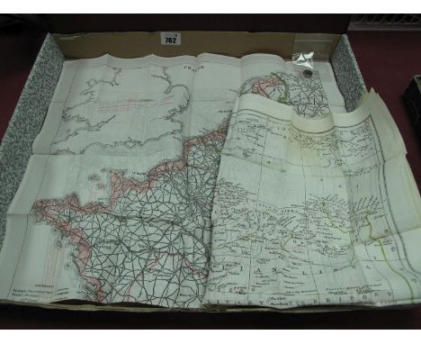 Two WWII Escape Maps France and Germany (Double Sided) Marked "Most Secret", plus Lybia Tobruk along with a button escape com