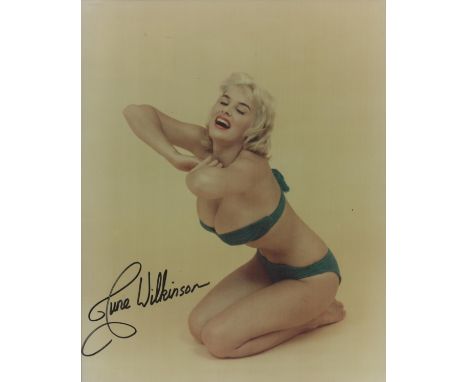 June Wilkinson signed colour photo 10x8 Inch. Is an English model and actress, known for her appearances in Playboy magazine 
