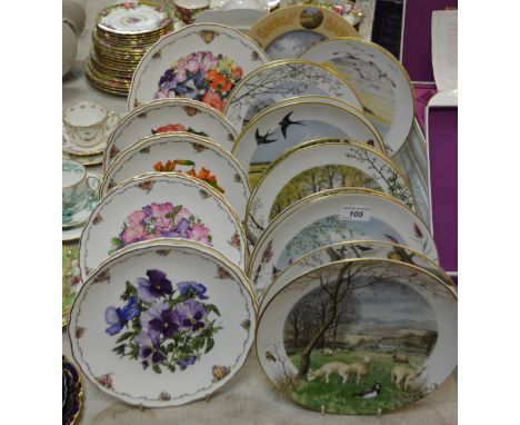 Collectors Plates - Royal Albert Flower Series; Royal Worcester Seasons Series plates; Royal Doulton , Valentines Day plates,