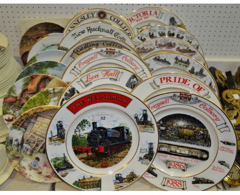 Mining Interest - twelve commemorative mining plates including Creswell, New Hucknell, Lea Hall and Victoria Collieries; etc