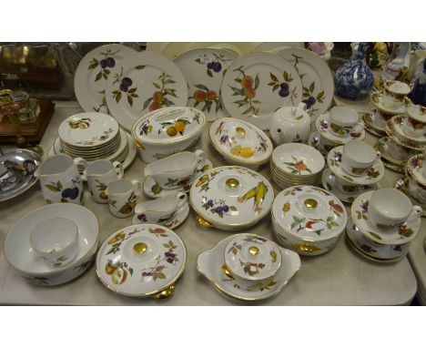 Royal Worcester Evesham Pattern - various including, teapot, plates, soup bowls, tureens and covers, cups, saucers;  etc qty 