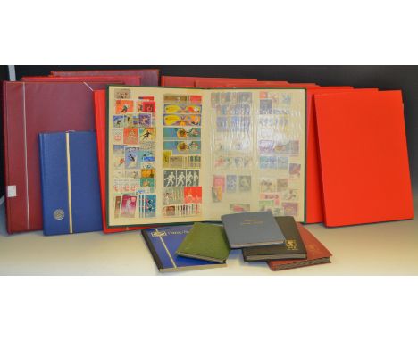 Philately - various stamp albums containing stamps from around the world including the UK, Commonwealth countries, USA; etc. 