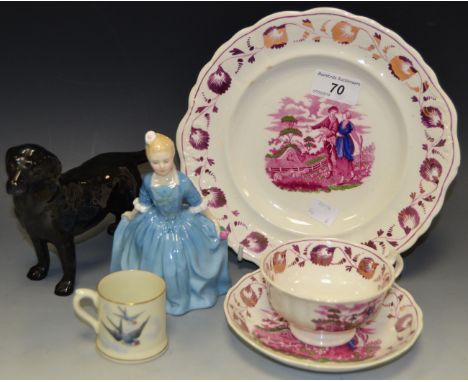 Ceramics - a Royal Doulton figure, A Child from Williamsburg HN2154; a Royal Doulton model of a Black Labrador; a Worcester c