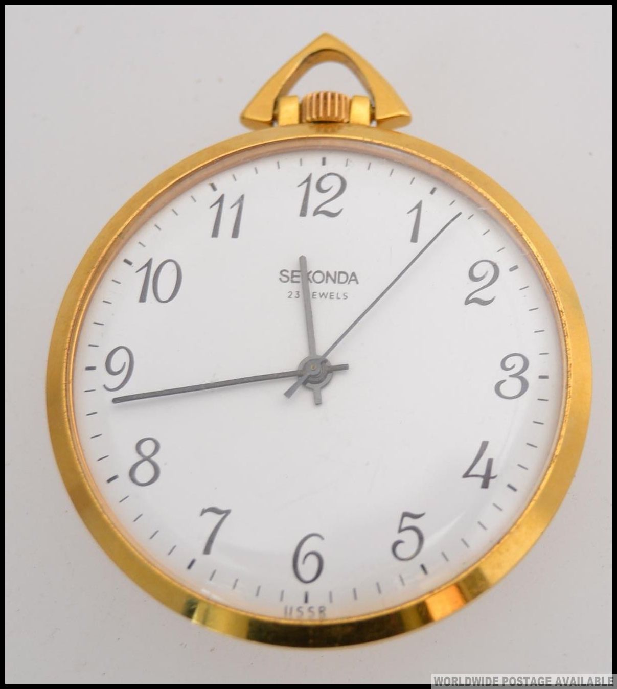 A gents vintage USSR Sekonda pocket watch, top wind with 23 jewels