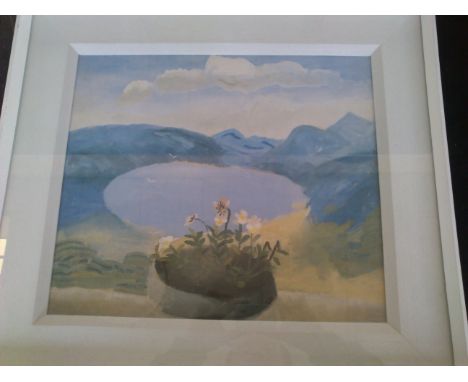 Winifred Nicholson ' Violas ' framed and glazed limited edition print, signed by her son Jake Nicholson to reverse. With cert