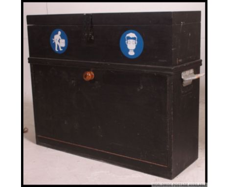 A vintage scratch built carpenters toolbox, having a half set of moulding planes and various other wood working tools