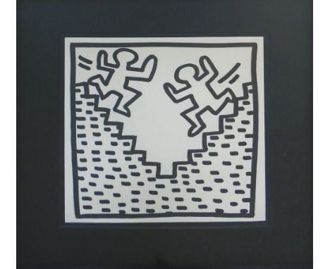 KEITH HARING (American,1958-1990) 'Black and White', limited edition print of 2000, 22.5cm x 21.5cm, framed.