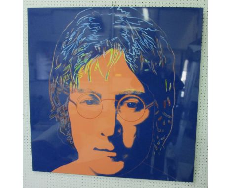 LACQUERED PANEL, of John Lennon, 100cm x 100cm. 