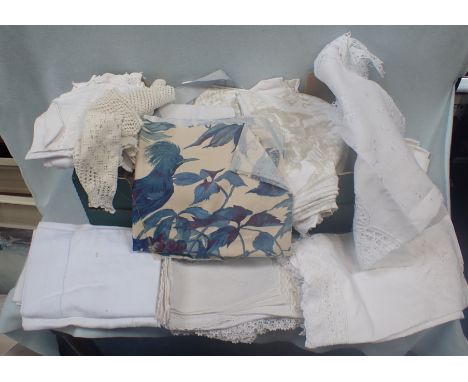 A QUANTITY OF LINENS AND OTHER TEXTILES including linen bedsheets