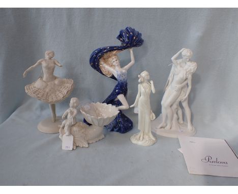 A WEDGWOOD FIGURINE AND OTHER CERAMIC FIGURINES including a Wedgwood entitled 'The Embrace', another Wedgwood entitled 'Star 