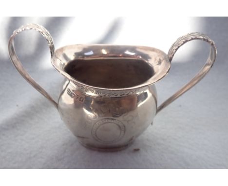 A SILVER SUGAR BASIN with engraved and cast decoration, in Georgian revival style