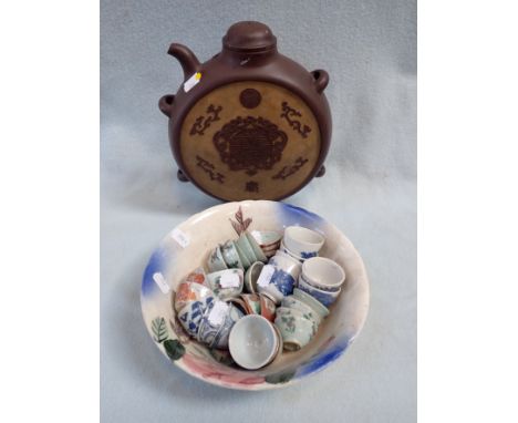 A CHINESE EARTHENWARE MOON FLASK STYLE POT and other ceramics