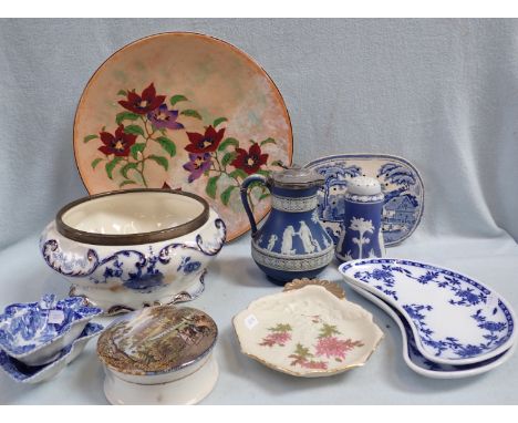 A ROYAL CHINA WORKS WORCESTER LEAF DISH a Doulton charger and other items