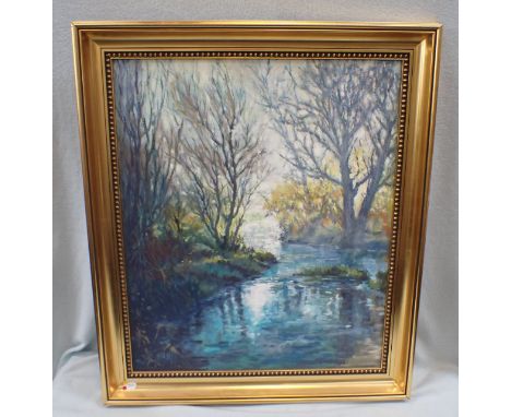 PETER LIGHTFOOT: 'MORNING LIGHT, RIVER PUDDLE AT AFFPUDDLE' oil on canvas