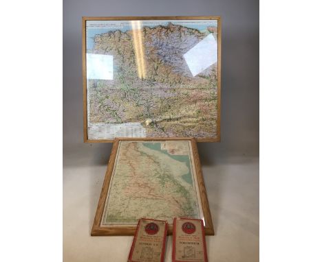 Maps. A framed and glazed Ordnance survey map of North Devon, a framed Times map of Eastern Queensland and 2 vintage Ordnance