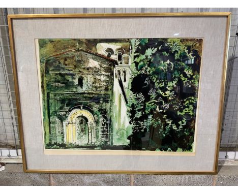 A twentieth century limited edition print of La Chappelle de St Robert by John Piper. Edition 69/70 W:80cm x H:58cm dimes is 