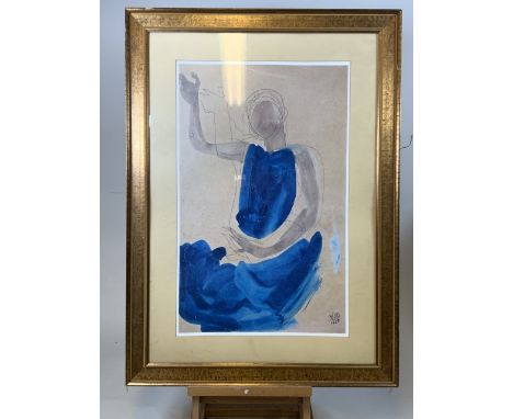 Auguste Rodin (1840-1917) Seated dancer print in modern gilt frame and mount. W:68cm x H:92cm