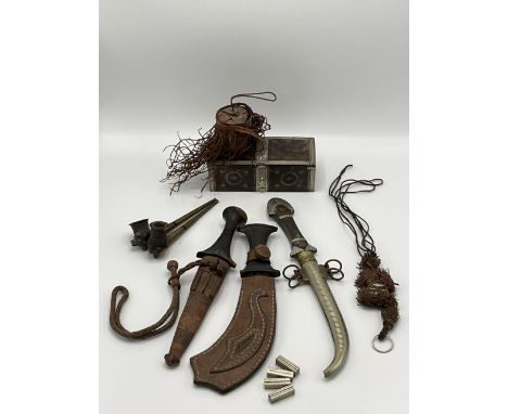 A large quantity of various North-West African Tuareg collectible items. Three Koummya-Tellak (daggers), circa 1970 or earlie