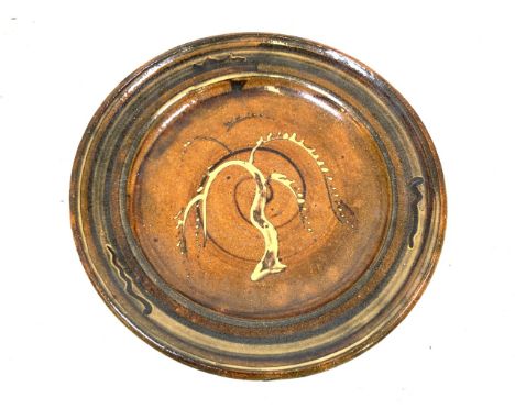 A St Ives Pottery studio pottery plate with impressed mark to base. Possibly Leach W:32cm x D:32cm&nbsp;
