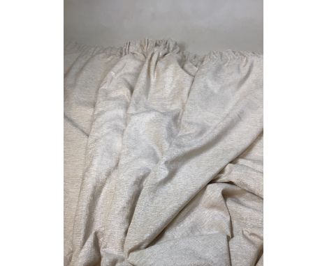 Two pairs of cream chenille style lined curtains W:162cm x H:182cm approx W:110cm x H:182cm approx 