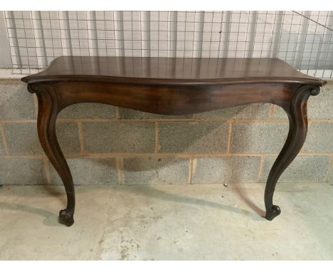 A Victorian mahogany serpentine fronted console table.W:123cm x D:50cm x H:79cm