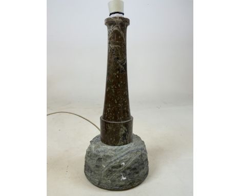 A Vintage Cornish marble lighthouse table lamp. H:39cm