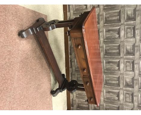 VICTORIAN MAHOGANY OBLONG DRESSING TABLEwith two frieze drawers, on bobbin turned legs and stretchers, 104cm wide