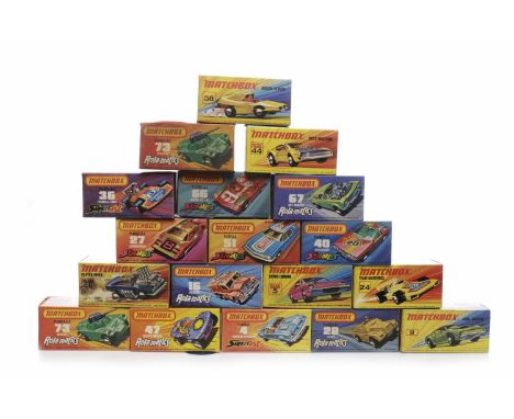 TWENTY 1970s MATCHBOX SUPERFAST, STREAKERS AND ROLA-MATICS MODELSall boxed, comprising Pontiac Firebird 4, Lotus Europa 5, AM