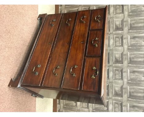 LATE GEORGE III MAHOGANY CHESTthree short over three graduated cockbeaded drawers, on bracket feet, 100cm high, 111cm wide, 5