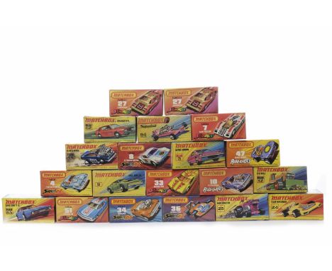 TWENTY 1970s MATCHBOX SUPERFAST AND ROLA-MATICS MODELSboxed and mint, comprising Formula 5000 36, Mod Tractor 25, Datsun 126X