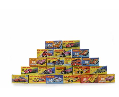 TWENTY 1970s MATCHBOX SUPERFAST AND ROLA-MATICS MODELSboxed and mint, comprising AMX Javelin 9, The Londoner 17, Hondarora 18