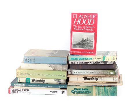 A Selection of Military Books, Warship Interest, A tray of mostly large format hardback books, military shipping interest.