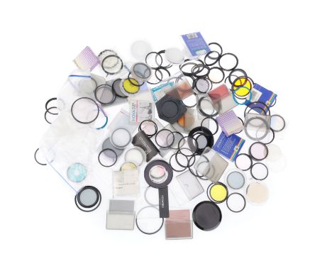 A Large Selection of Camera Filters, mostly circular filters, various sizes, colours ND's and a number of square filters, mos