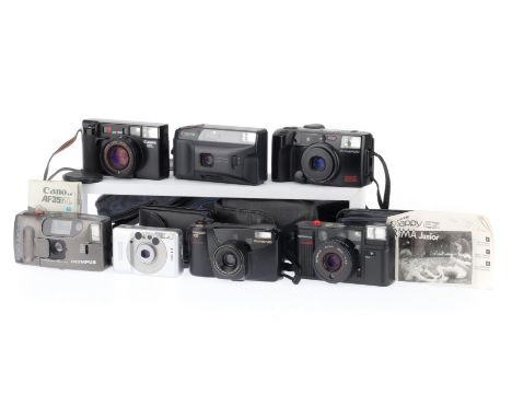 A Selection of Compact Film Cameras, to include an Olympus Trip MD2, body F, a Canon Snappy EZ, body G, a Canon AF35ML, body 