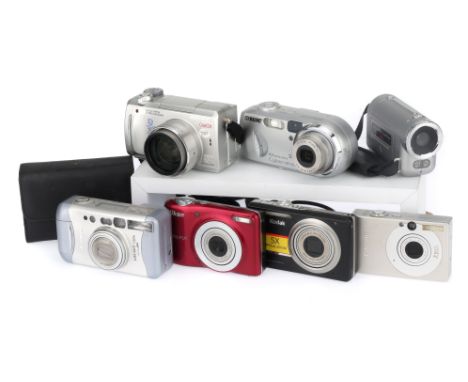 A Selection of Digital Compact Cameras, to include a Olympus Camedia C-760, body VG, with battery, untested, a Canon Digital 